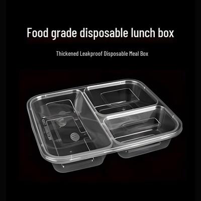 Disposable 3-Compartment Microwavable Plastic Meal Box