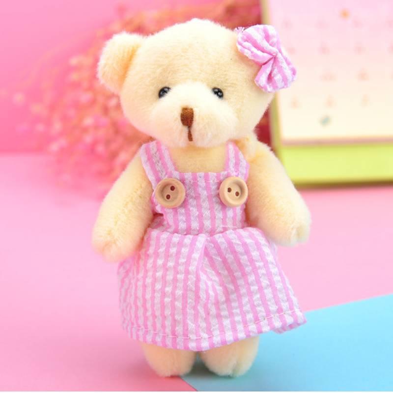 Adorable Soft Plush Teddy Bear Couple Keychain Cake Topper Valentine's Day Gift