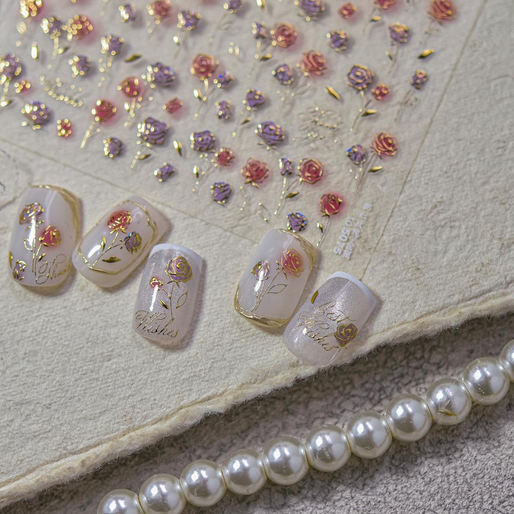 Rose Flower Nail Art Stickers Lace Nail Decals Cute Manicure Decal  DIY Nails