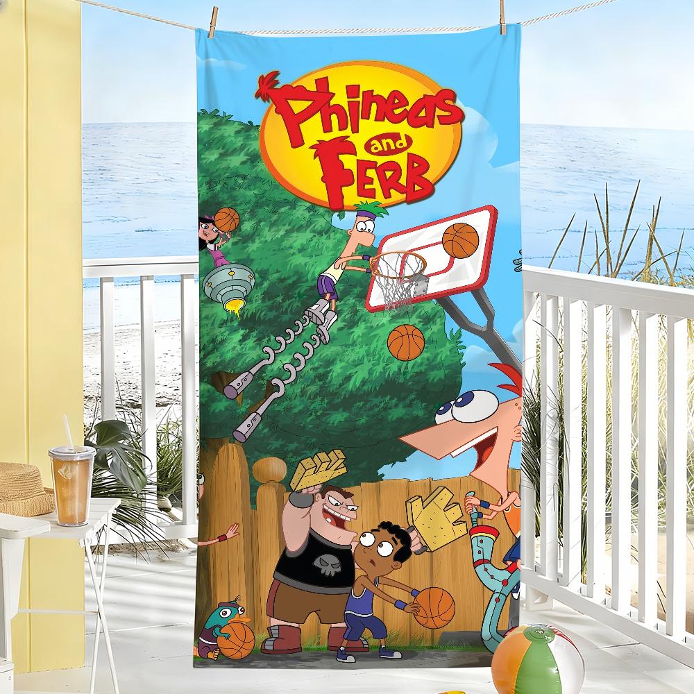 Cartoon P-Phineas and F-Ferb Towel Soft Pool Gift For Travel Gym Shower Camping Quick Dry Sports Large Beach Towels