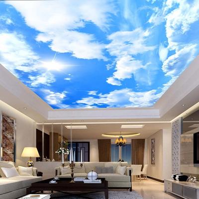 Büyük Tavan Duvar Kağıdı Modern Basit Mavi Gökyüzü Ve Beyaz Bulutlar Fresk Oturma Odası Otel Duvar Kağıdı