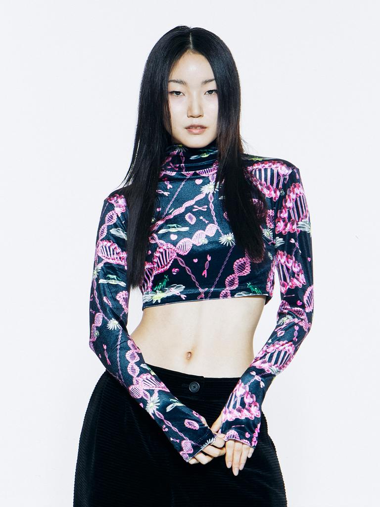 VEGAN TIGER Print Velvet Crop Top (Blackpink)