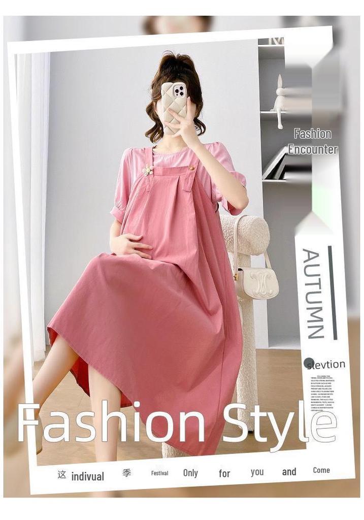 Stylish 2026 Summer Maternity Two-Piece Set: Camisole Top and Dress