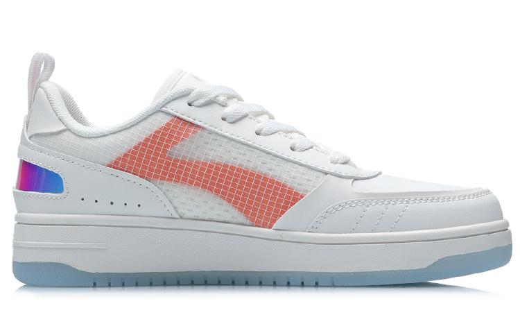 Li Ning NO.258 Slip Resistant Abrasion Resistant Low Top Skateboard Shoes Women's White Orange AGCR202-1