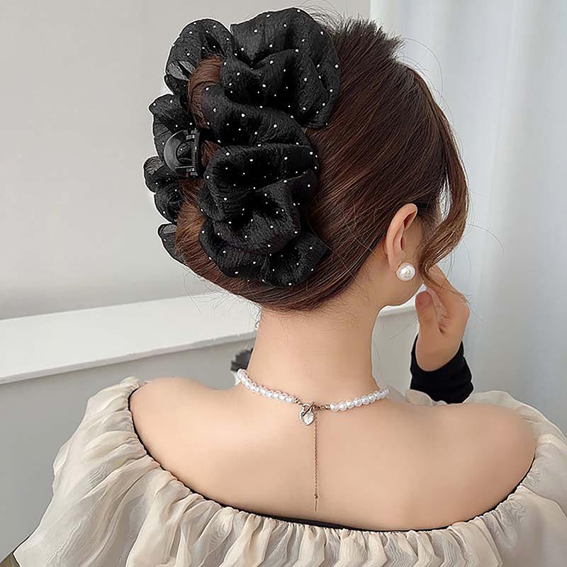 Large Bow Mesh Hairpin Temperament Elegant Women Hair Claw Clips Princess Headdress Fashion Grab Clip Female Hair Accessories