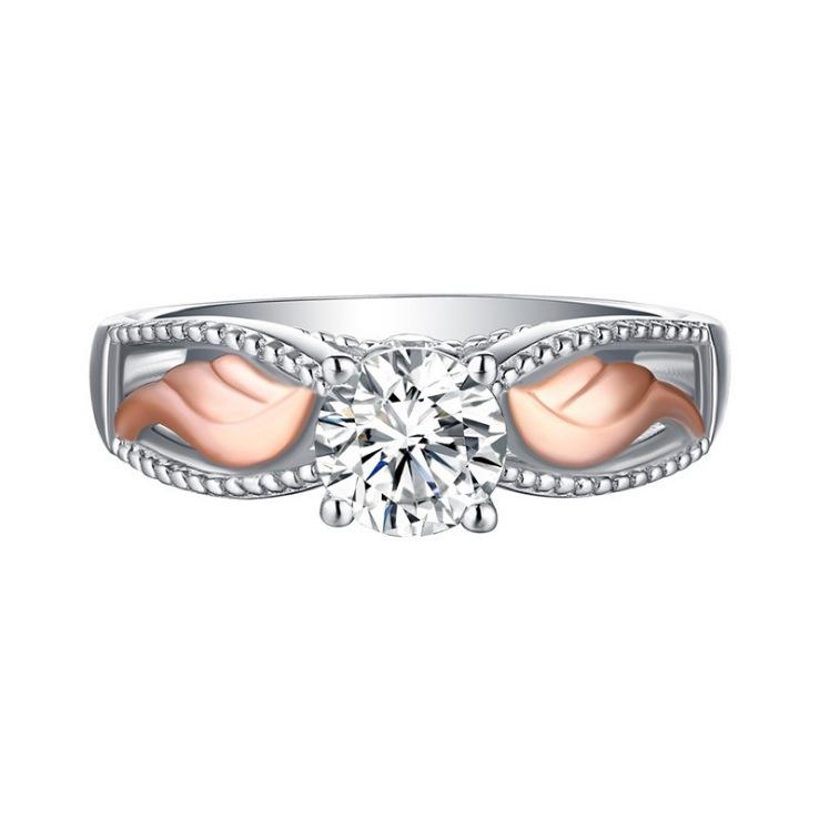 Angel Wings Zircon Women's Ring: European & American Hot-Selling Creative Design