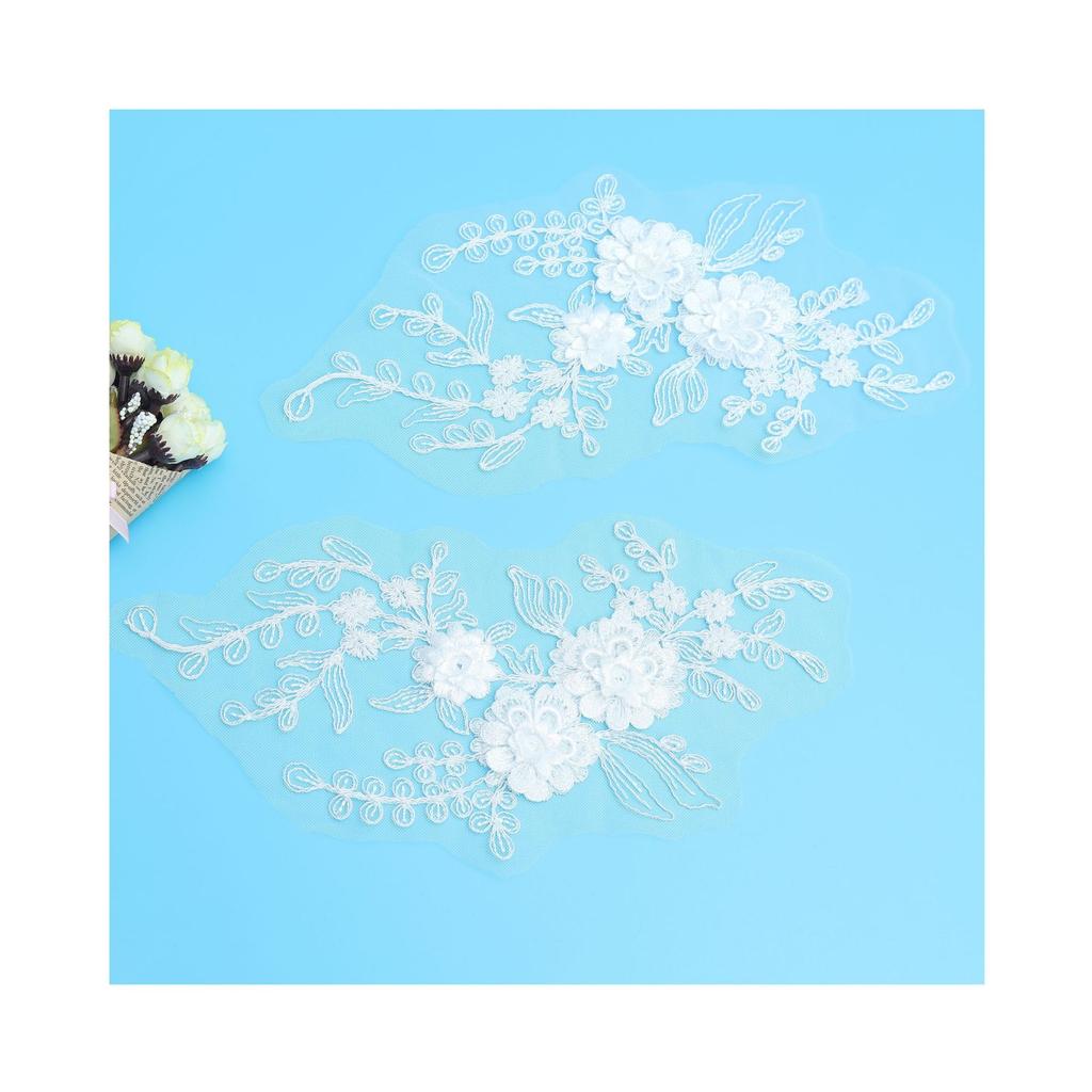 Clothing Accessories Handmade Accessories Embroidery Three-Dimensional White Car Bone Pair Flower Lace Flower Decoration Bridal Headdress