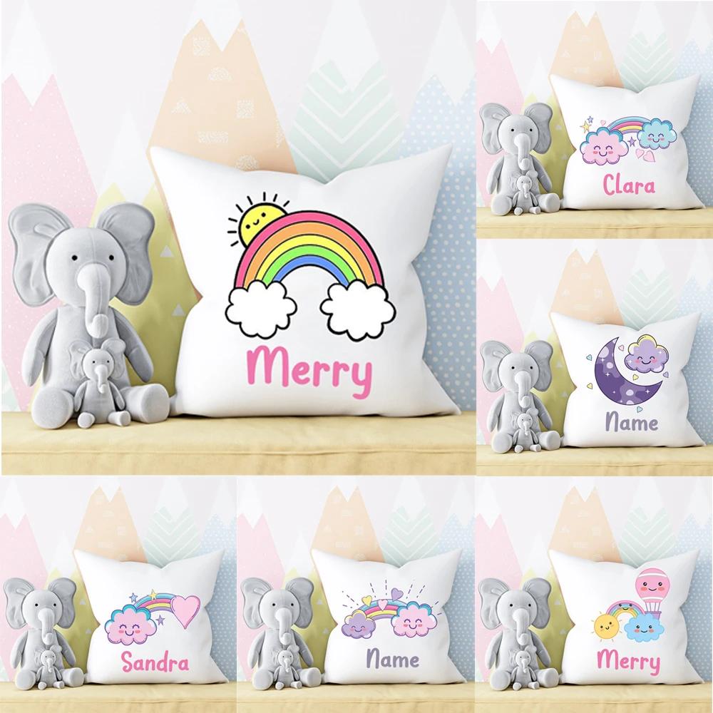 

Наволочка с принтом «Луна и Радуга», наволочка с индивидуальным именем, чехол от пыли для детской спальни, домашний декор, канун Рождества, подарок на Новый год для друга семьи 450mm*450mm