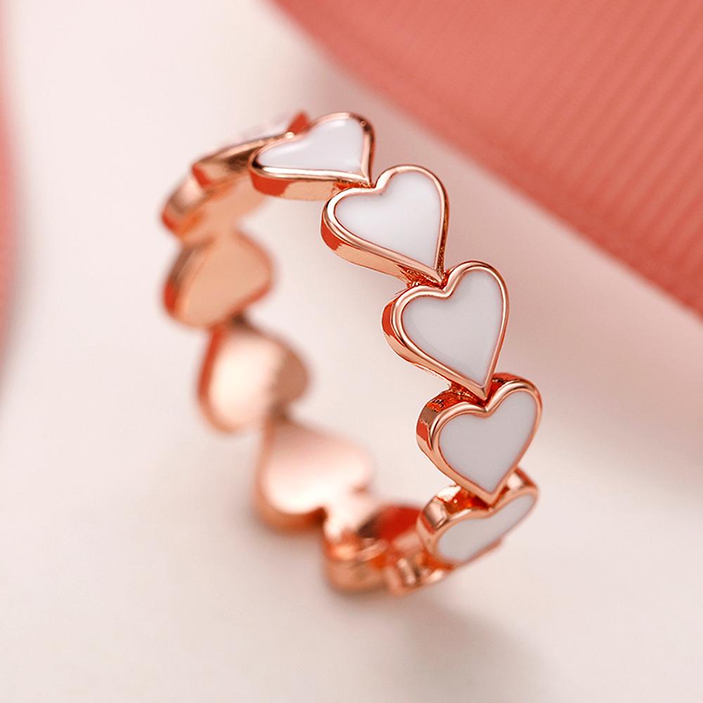 Huitan Fashion Women Heart Love Rings Sweet Girls Finger Accessories Daily Wear Party Statement Rings Exquisite Birthday Gift