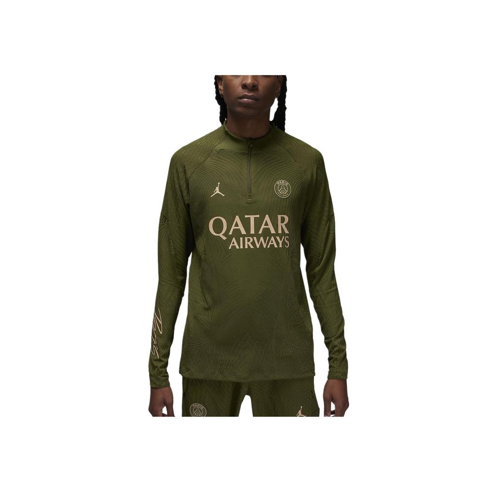 Jordan Mock Neck Pullover Letter Print Long Sleeve Soccer Shirt Men Tops Green FD7070-327