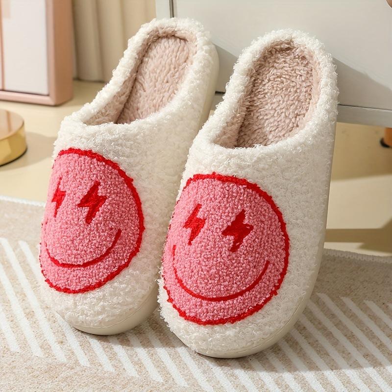 New smiley face autumn and winter male and female couples cotton slippers home indoor cute thick bottom cartoon non-slip slippers