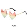 Novel Rimless Devil Ear Heart Shape Sunglasses for Women Men Trendy Creative Party Halloween Cosplay Glasses UV Protection