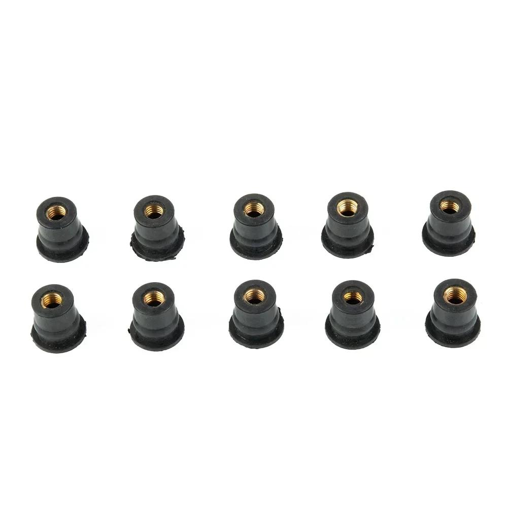 10PCS Motorcycle Windshield Rubber Nut M6 6mm Vibration Damper Panel Mounting For Most Windshields Part Accessories