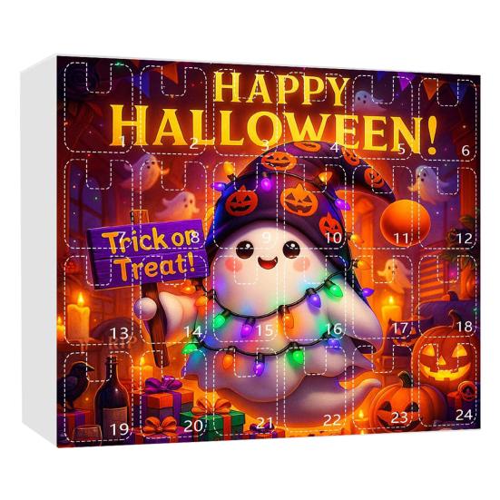 2025 Halloweenský Duch Adventní Kalendář 2D Akrylová Kreslená Sada Ozdob Duchů 24 Dní Roztomilá Duch Počítadlo Dekorace pro Domácí Oslavy