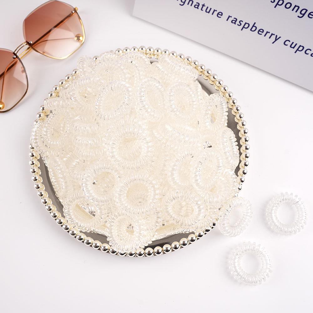 Black Traceless Telephone Cord Hair Tie - Thin, Fluffy Hair Accessory for Women