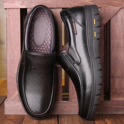 Chaussures en cuir pour personnes âgées chaussures pour hommes première couche cuir de vache automne matin loisirs âge moyen et personnes âgées 40-60 ans bout rond pied chaussures de papa