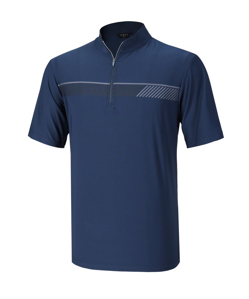 EXTRASPORTY [2Pack] Men'S Rapid Run Front Print Short Sleeve Zip-Up T-Shirt 5 Colors (C Type)
