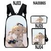 Classic Novelty Genshin Impact 3D Printed 3pcs/Set Pupil School Bags Laptop Daypack Backpack Inclined Shoulder Bag Pencil Case