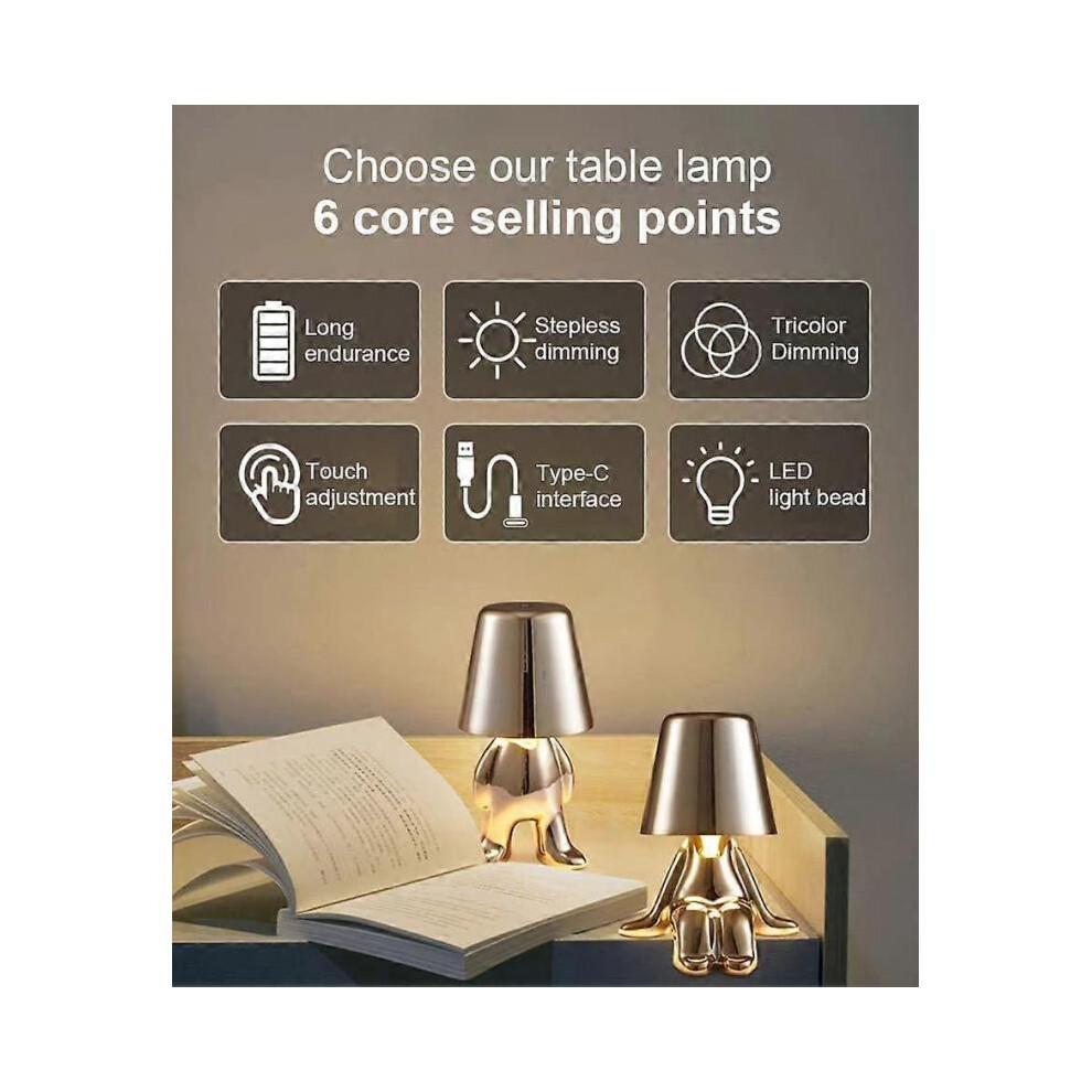 Gold Decorative Thinker Statue Led Desk Lamp