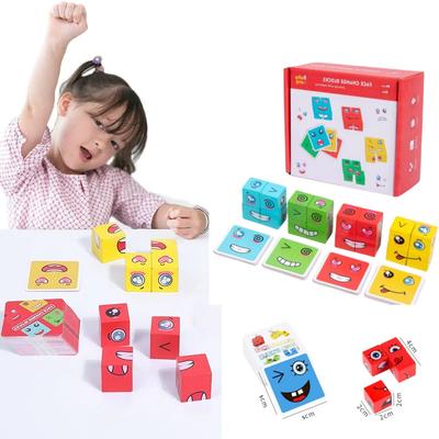 Face-Changing Block Puzzle Table Game Montessori Expression Parent-Child Interaction Intellectual Thinking Training Puzzle