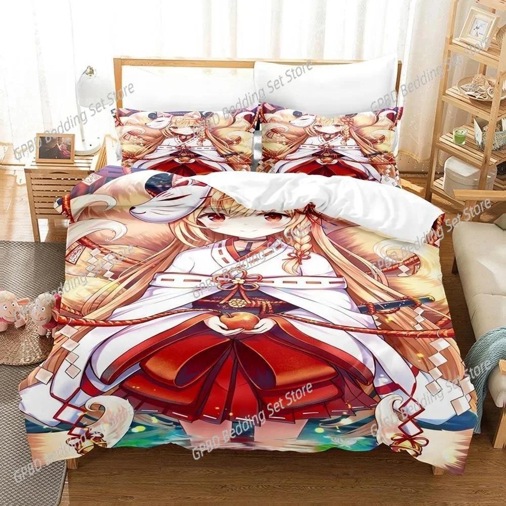 Anime The Helpful Fox Senko San Beding Set 3D Printed Suitable for Bedrom Soft Duvet Cover Set With Pilowcases Children Kids Home Textile