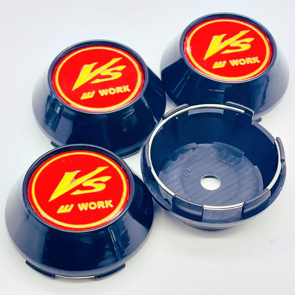 4pcs/lot 60mm 64mm 65mm 68mm 69mm Car emblem Wheel hub Center Cap For VS W work Badge covers sticker Decals Styling accessories