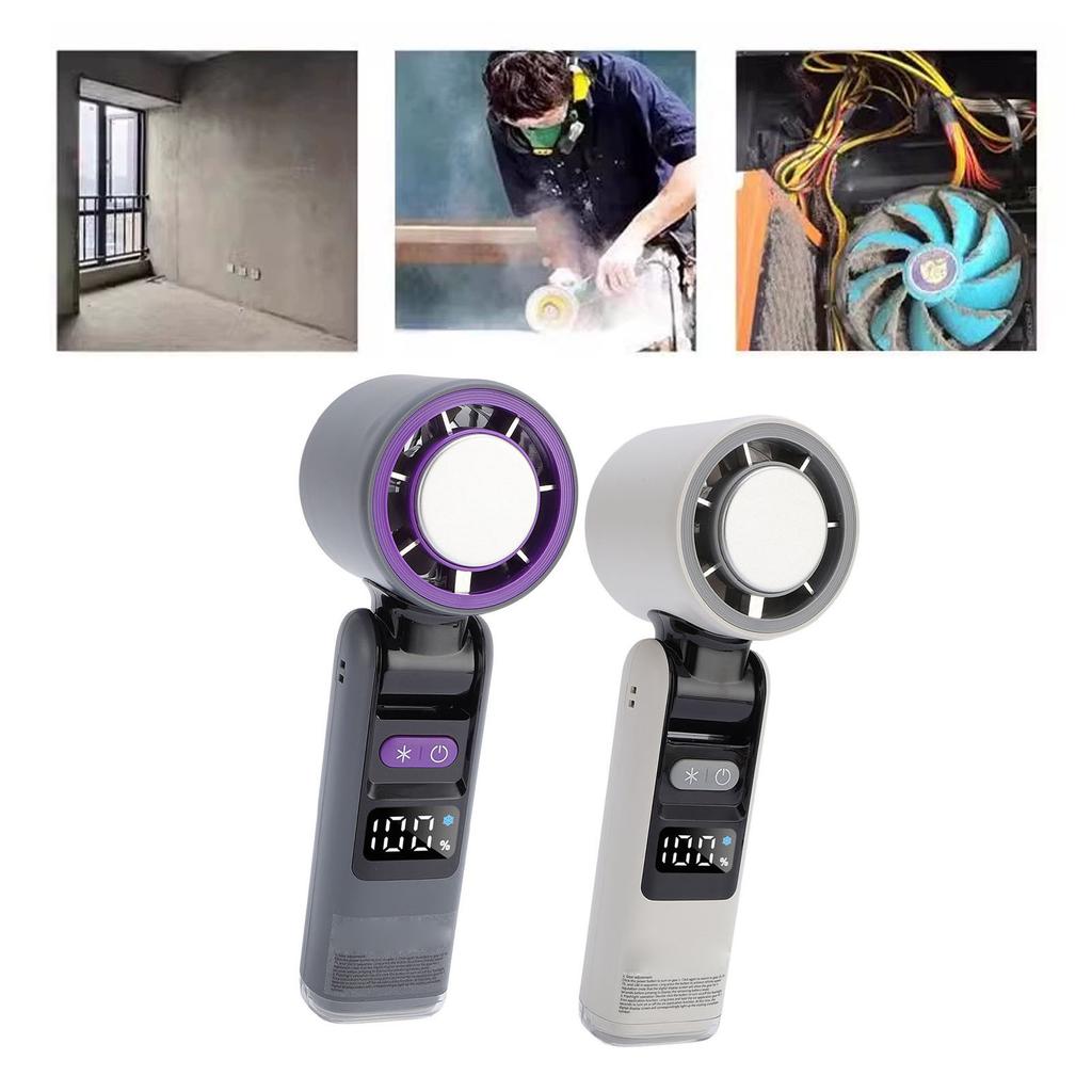 Handheld Fan Digital Display High Speed Turbine Ice Cooling Fan Foldable Fan with Light for Travel O