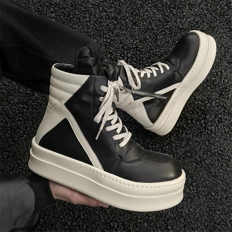Scarpe alte testa grande suola spessa triangolo rovesciato americano rialzo di nicchia brand trendy uomo cerniera high street scarpe muffin stivali Martin scarpe da skate