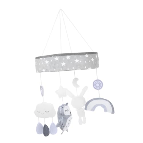 Crib Mobile with Cartoon Clouds Rainbow Rabbits Owl, Baby Nursery Decor, Newborn Soothing Toy, Musical Mobile for Infants