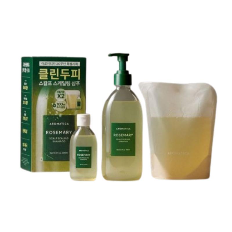 AROMATICA Rosemary Scalp Scaling Shampoo 400ml Double Pack (+100ml Bonus)