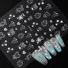 3D Cute Bowknot Heart Nail Stickers Self Adhesive Easy Peel DIY Manicure Decorations for Teen Girls Home Nail Art DIY