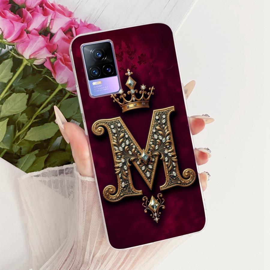 For Vivo V21e V2061 Y73 2021 Case Initial Letter Silicone Protective Soft Back Cover Case For VivoV21e 5G Case V2055 Phone Funda