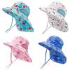 Summer Children Shawl Hat Mesh Breathable Sunscreen Fisherman Hats for Boys Girls Cartoon Animal Print Sun Cap Beach Accessories