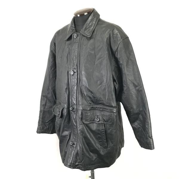 Beer Cow Leather Quilted Coat Jacket LL Black(USED)