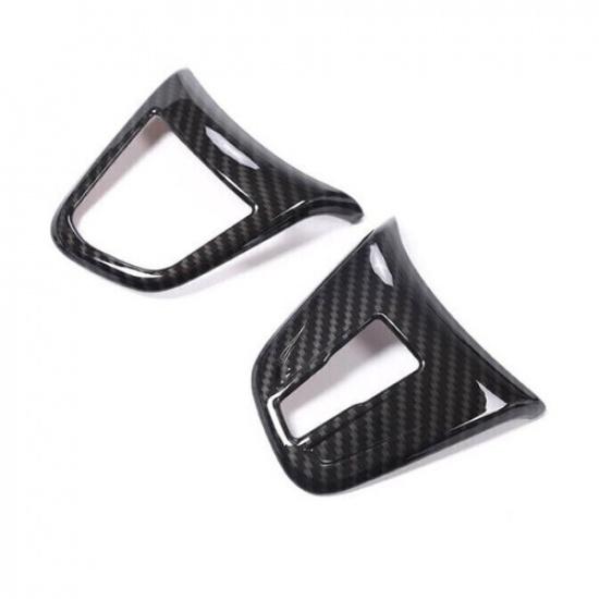 For BMW F20 F21 F22 F23 Carbon Fiber Style Steering Wheel Switch Cover Trim 2PCS