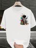 Astronaut and Building Block Fusion Design Elements Short-sleeved T-shirt Print