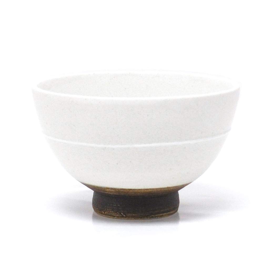 Casual Life Mino Ware Rice Bowl with Ichinen K131044 (Kakuni) Ring, White,