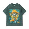 T-shirts Lavés 275 GSM 100% Coton Demon Slayer V100 Impression Zenitsu Unisexe T-shirt Lourd en Coton