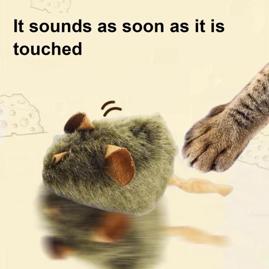 Realistic Simulation Mouse Cat Toy Automatic Squeaky Kitten Interactive Toy Bite Resistant Plush Mice Relieves Boredom Cat Supplies