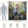 Great Blue Heron Forest Shower Curtain - Realistic Style, Moss-Covered Branch & Lush Greenery, Polyester, Washable, Bath Decor