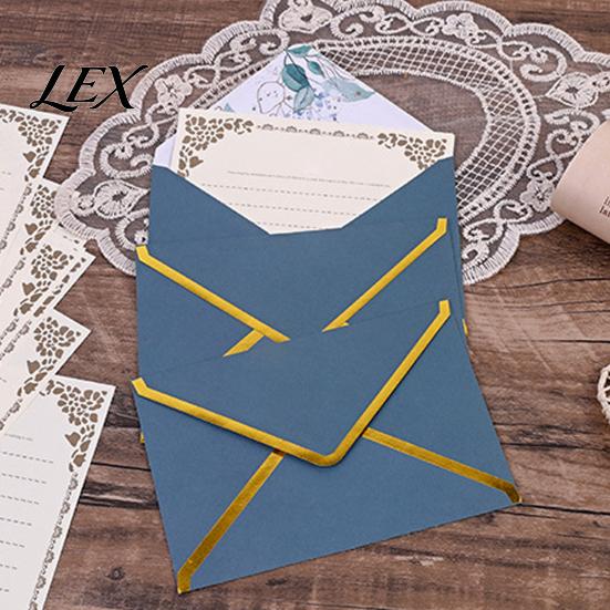 Formal Business Stationery 5Pcs Western Style Envelopes with Gold Foil Trim, Offset Paper Invitation Premium Texture for Wedding, Greeting Cards,