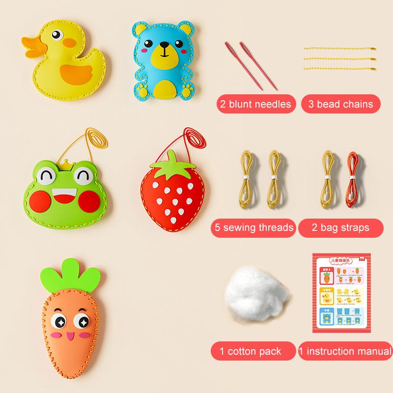 Dětská DIY ručně šitá řemeslná hračka – Kreativní sada ozdob z netkané textilie s 5 vzory, DIY dárek k ozdobě panenky