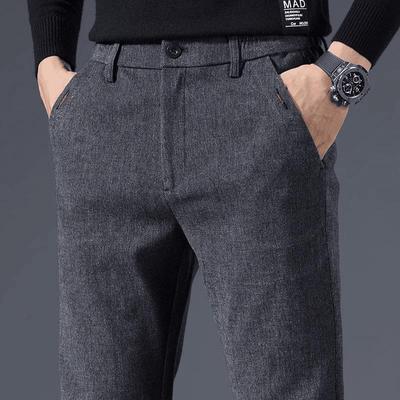 Men's 2025 Autumn Thick Casual Slim Fit Straight-Leg Trousers: Light Business, Versatile, Brushed Long Pants