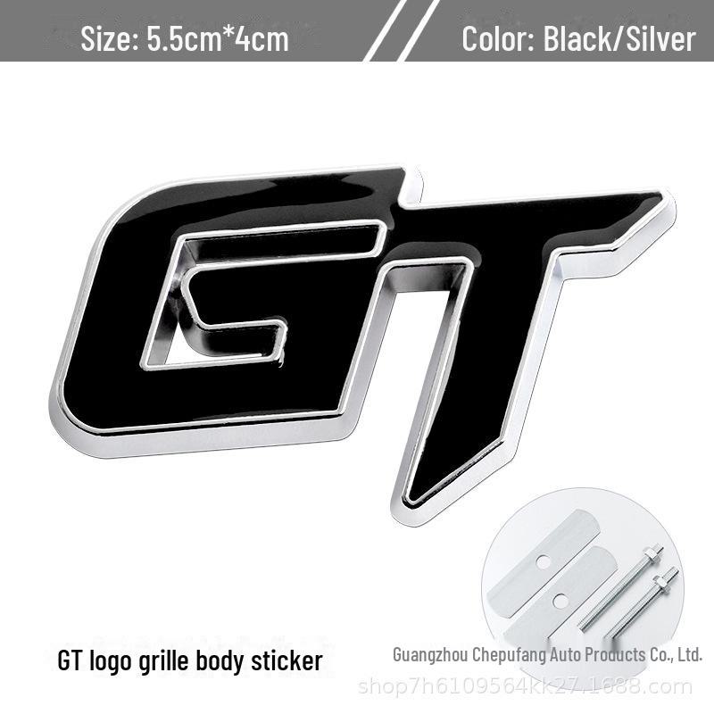 GT Car Stickers: Metal Grille Decoration, Tail & Side Labels. Creative Exterior Mods.