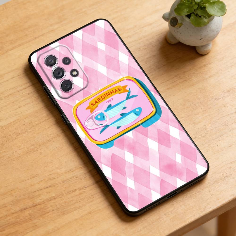 

Cute Sardines Fish Art Phone Case For Samsung Galaxy A73,A72,A71,A70,A52,A51 Others Soft Black Cover Samsung a42 5g