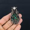 Copper Malachite & Moonstone Gemstone Pure Copper Wire Wrap Handmade Jewelry Pendant