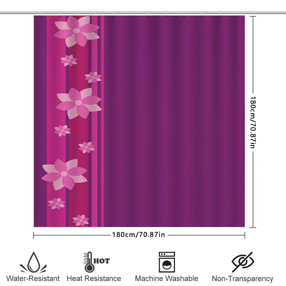 Pink Purple Shower Curtain With Blossom Floral Design For Bathroom Decor Waterproof Fabric