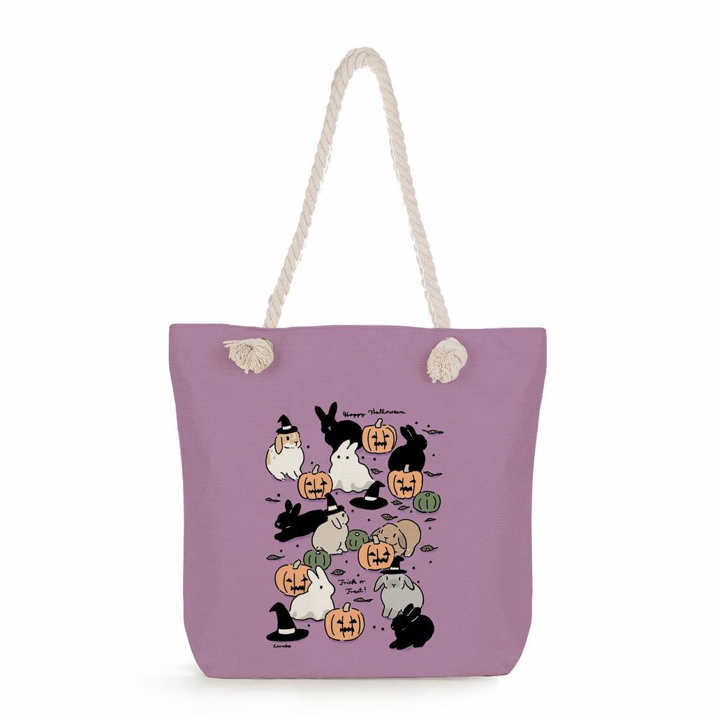 Sac de plage à bandoulière unique en corde épaisse avec imprimé lapin créatif 7247 CLE