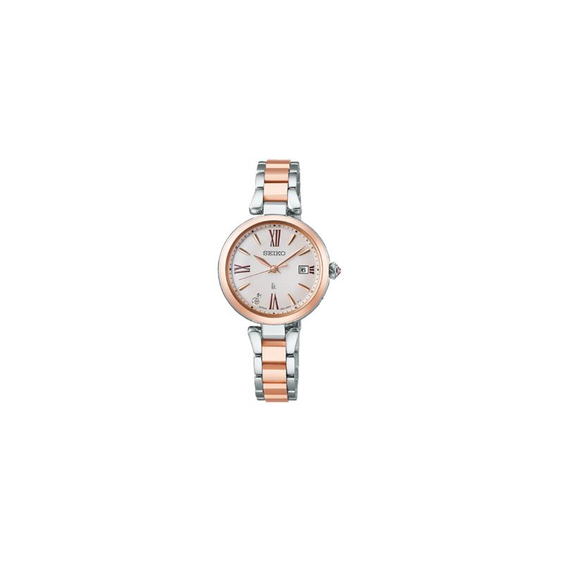 SEIKO 100 meters waterproof solar Quartz gold-plated titanium strap 27.9mm women s watch silver dial SSQW082 синий