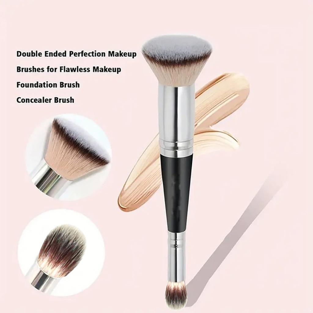 Flat-head Dual-ended Makeup Tool for Blending Buffing Concealing – 2-in-1 for Foundation & Cream Powder